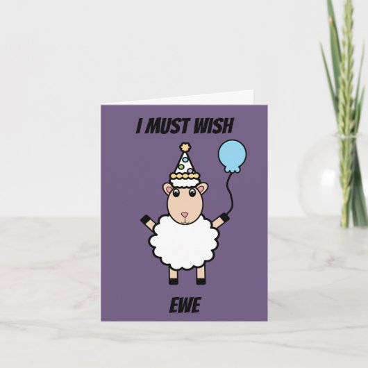 Happy Birthday Sheep Wish Ewe Funny Personalize Karte (Vorderseite)