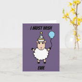 Happy Birthday Sheep Wish Ewe Funny Personalize Karte (Gelbe Blume)