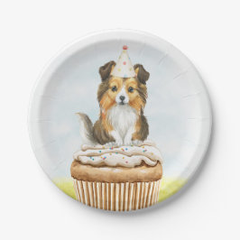 Happy Birthday Sheltie Pup Cake Pappteller