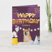 Happy Birthday Shiba Inu Balloons Card Karte (Vorderseite)