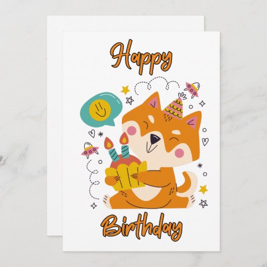 Happy Birthday Shiba Inu Einladung (Vorne/Hinten)