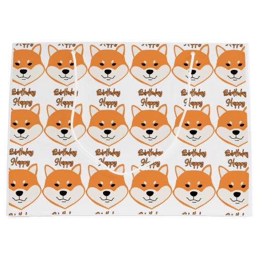 Happy Birthday Shiba Inu Original große Geschenkta Große Geschenktüte (Vorderseite)