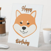 Happy Birthday Shiba Inu Original Pedestal Sign Sockelschild (In Situ)