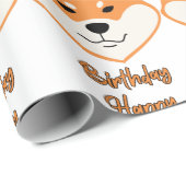 Happy Birthday Shiba Inu Original Wrapping Paper Geschenkpapier (Rolleneckpunkt)