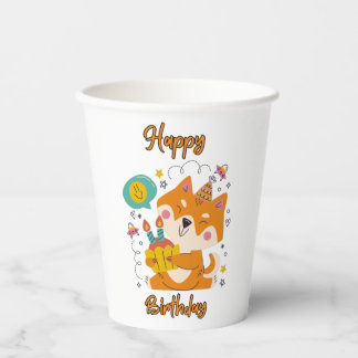 Happy Birthday Shiba Inu Paper Cups Pappbecher