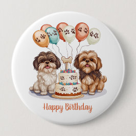 Happy Birthday Shih Tzu Dogs Geburtstagskuchen Button