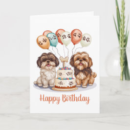 Happy Birthday Shih Tzu Dogs Geburtstagskuchen Karte