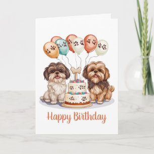 Happy Birthday Shih Tzu Dogs Geburtstagskuchen Karte