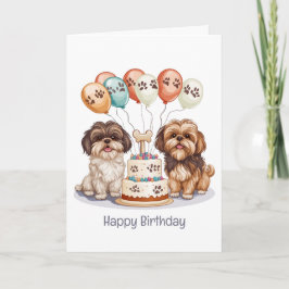 Happy Birthday Shih Tzu Dogs Geburtstagskuchen Karte