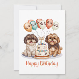 Happy Birthday Shih Tzu Dogs Geburtstagskuchen Karte