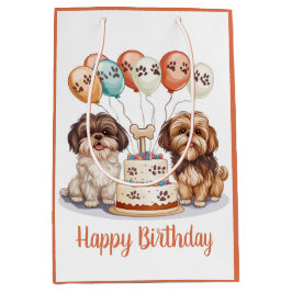 Happy Birthday Shih Tzu Dogs Geburtstagskuchen Mittlere Geschenktüte