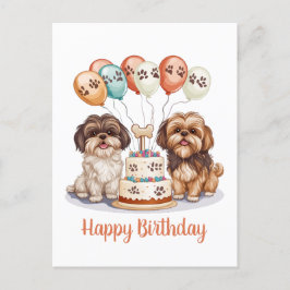Happy Birthday Shih Tzu Dogs Geburtstagskuchen Postkarte