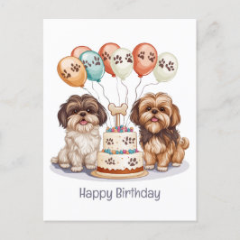 Happy Birthday Shih Tzu Dogs Geburtstagskuchen Postkarte