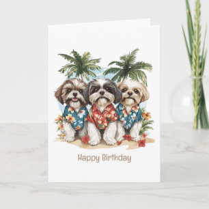 Happy Birthday Shih Tzu Dogs Hawaiian Shirts Karte