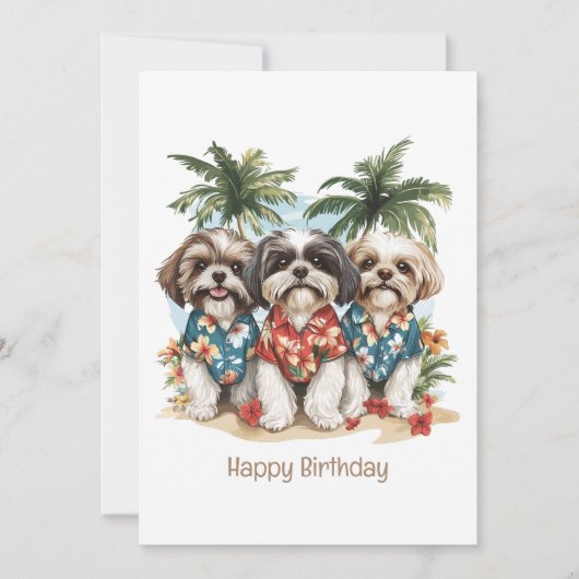 Happy Birthday Shih Tzu Dogs Hawaiian Shirts Karte (Vorderseite)