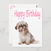 Happy Birthday Shih Tzu Puppy Postcard Postkarte (Vorne/Hinten)