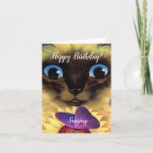 Happy Birthday Siamese Cat Individuelle Name Maler Karte (Vorderseite)