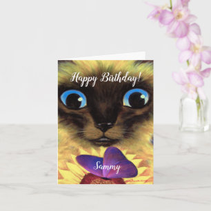 Happy Birthday Siamese Cat Individuelle Name Maler Karte