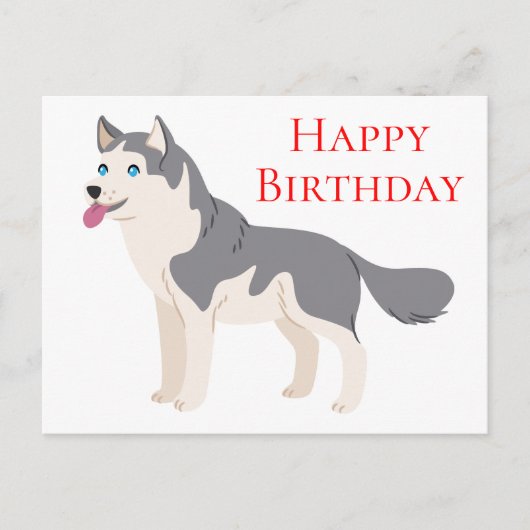 Happy Birthday Siberian Husky Puppy Dog Postkarte (Vorderseite)