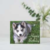 Happy Birthday Siberian Husky Welpe Dog Post Card Postkarte (Stehend Vorderseite)