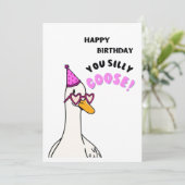 Happy Birthday Sie Albern Gans Dankeskarte (Stehend Vorderseite)