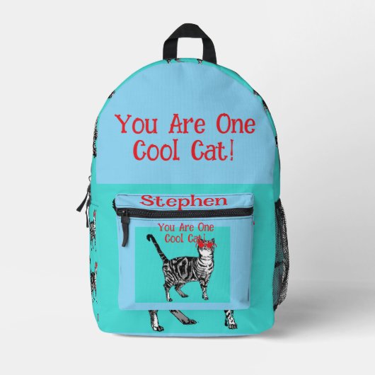 Happy Birthday Sie Cool Tabby Cat Mens Husband Bedruckter Rucksack (Vorderseite)