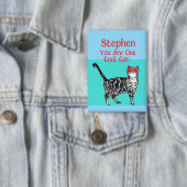 Happy Birthday Sie Cool Tabby Cat Mens Husband Button (Insitu)