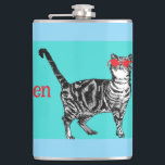 Happy Birthday Sie Cool Tabby Cat Mens Husband Flachmann<br><div class="desc">Sie haben Tabby Cat Design Cool. Diese schöne Karte würde jeden Liebhaber von Katzen Anzug machen. Entworfen aus einer meiner originalen Tintenstift-Zeichnungen. Das wird bestimmt Spaß machen!</div>