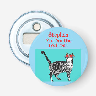 Happy Birthday Sie Cool Tabby Cat Mens Husband Flaschenöffner