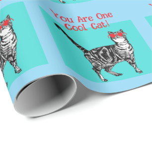 Happy Birthday Sie Cool Tabby Cat Mens Husband Geschenkpapier