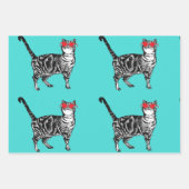 Happy Birthday Sie Cool Tabby Cat Mens Husband Geschenkpapier Set (Vorderseite 3)