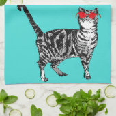 Happy Birthday Sie Cool Tabby Cat Mens Husband Geschirrtuch (Gefaltet)