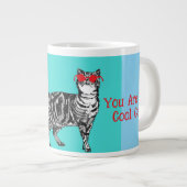 Happy Birthday Sie Cool Tabby Cat Mens Husband Jumbo-Tasse (Vorderseite Rechts)