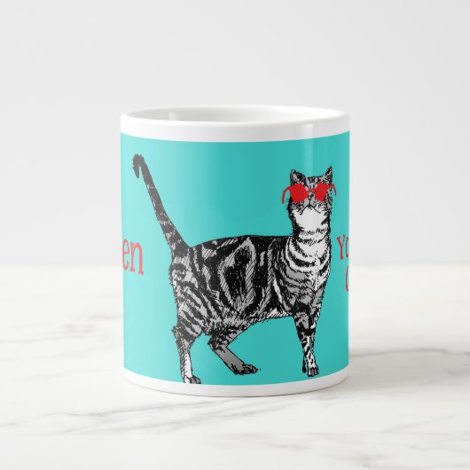 Happy Birthday Sie Cool Tabby Cat Mens Husband Jumbo-Tasse (Vorderseite)