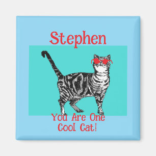 Happy Birthday Sie Cool Tabby Cat Mens Husband Magnet