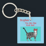 Happy Birthday Sie Cool Tabby Cat Mens Husband Schlüsselanhänger<br><div class="desc">Sie haben Tabby Cat Design Cool. Diese schöne Karte würde jeden Liebhaber von Katzen Anzug machen. Entworfen aus einer meiner originalen Tintenstift-Zeichnungen. Das wird bestimmt Spaß machen!</div>