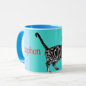 Happy Birthday Sie Cool Tabby Cat Mens Husband Tasse (Vorderseite Links)