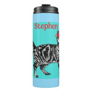 Happy Birthday Sie Cool Tabby Cat Mens Husband Thermosbecher