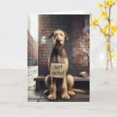 Happy Birthday Sign auf Irish Wolfhound Karte (Gelbe Blume)