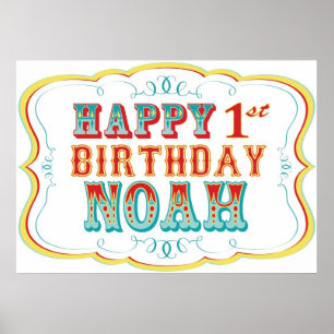 Happy Birthday Sign Carnival oder Circus Party Noa Poster