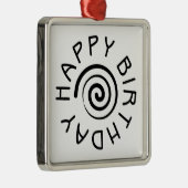 Happy Birthday Silbernes Ornament (Rechts)