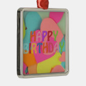 Happy Birthday Silbernes Ornament (Rechts)