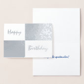 Happy Birthday Silver Foil and White Rectangle Folienkarte (Anzeige)