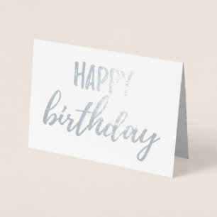 Happy Birthday Silver Foil Brush (Pinselstrich) Folienkarte