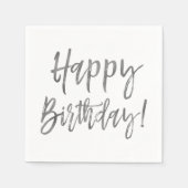 Happy Birthday Silver Foil Napkins Serviette (Vorderseite)