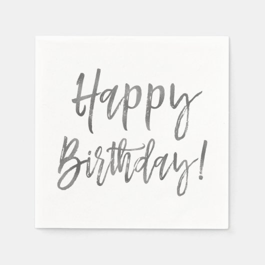 Happy Birthday Silver Foil Napkins Serviette (Vorderseite)