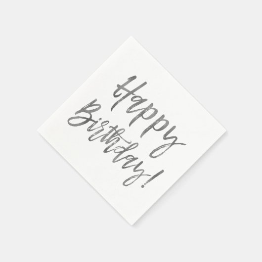 Happy Birthday Silver Foil Napkins Serviette (Ecke)