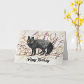 Happy Birthday Silver Fox Wildlife Karte (Gelbe Blume)