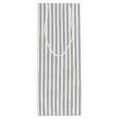 Happy Birthday Silver Gray/White Simple Stripes Geschenktüte Für Weinflaschen (Rückseite)