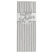 Happy Birthday Silver Gray/White Simple Stripes Geschenktüte Für Weinflaschen (Vorderseite)